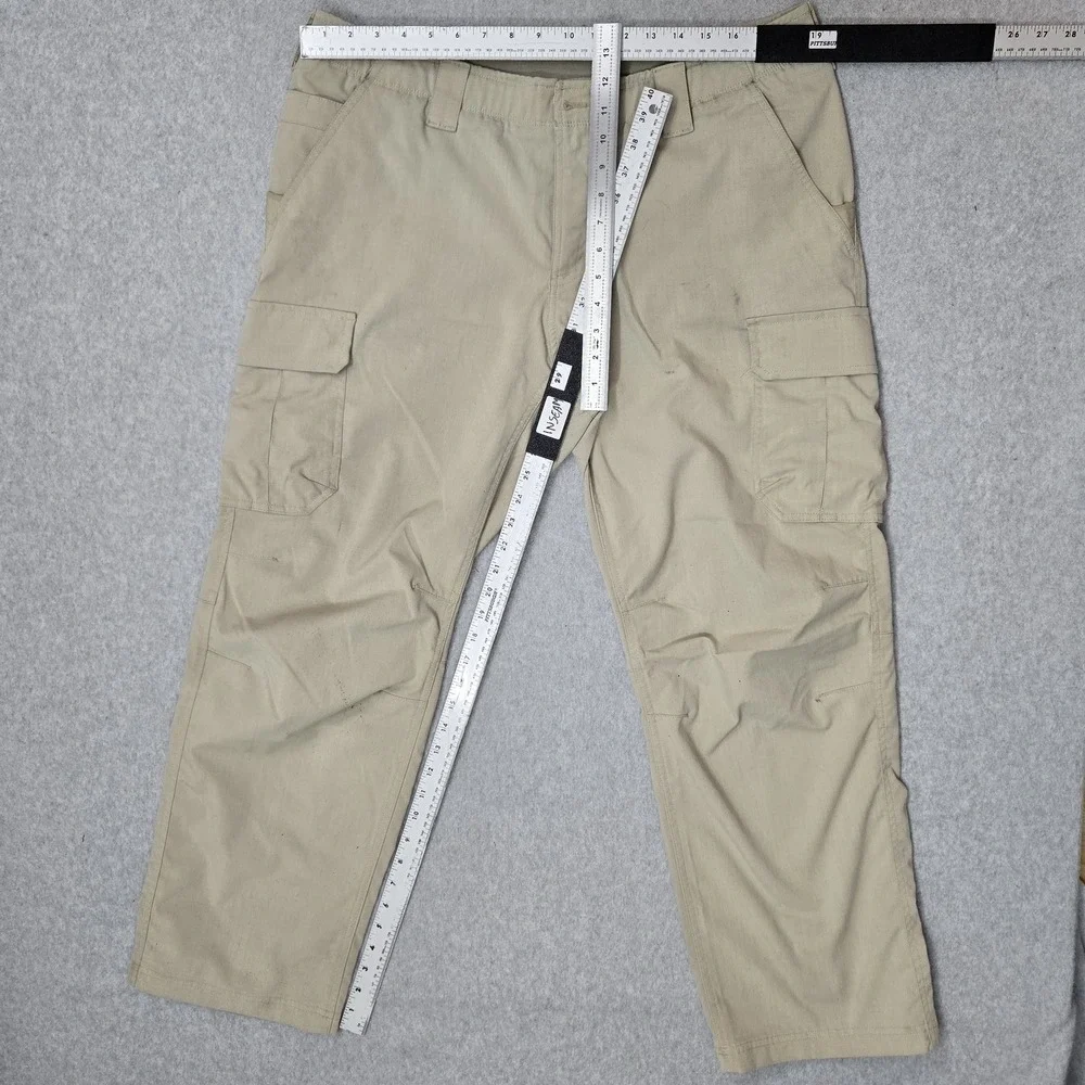 Under Armour Storm Men Pants 38/30 Khaki Cargo Ripstop Logo Loose 29